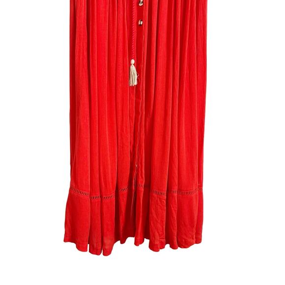 FREE PEOPLE Bali Will Wait For You Boho Embroidered Maxi Dress Red Medium M - Picture 7 of 16